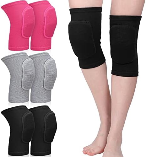 WLIKKS 3 Pairs Dance Knee Pads Women Protective Non-Slip Knee Pads for Yoga Cheerleading Pole Floor Dance Volleyball