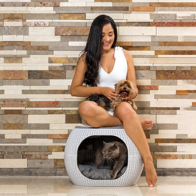 Cama Para Perro Gato Cojineria De Felpa Lavable Blanco
