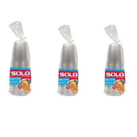(3 pack) Solo Clear Cups, 18 oz, 24 Count