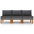 thumbnail image 3 of vidaXL Middle Sofas 3 pcs Poly Rattan and Solid Eucalyptus Wood, 3 of 8