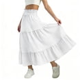 thumbnail image 2 of Girls Skirt High Waist Tiered Ruffle Hem Midi Skirt A-Line Pleated Skirts with Bow Tie Casual Flowy Dresses, 4–15 Years, 2 of 9
