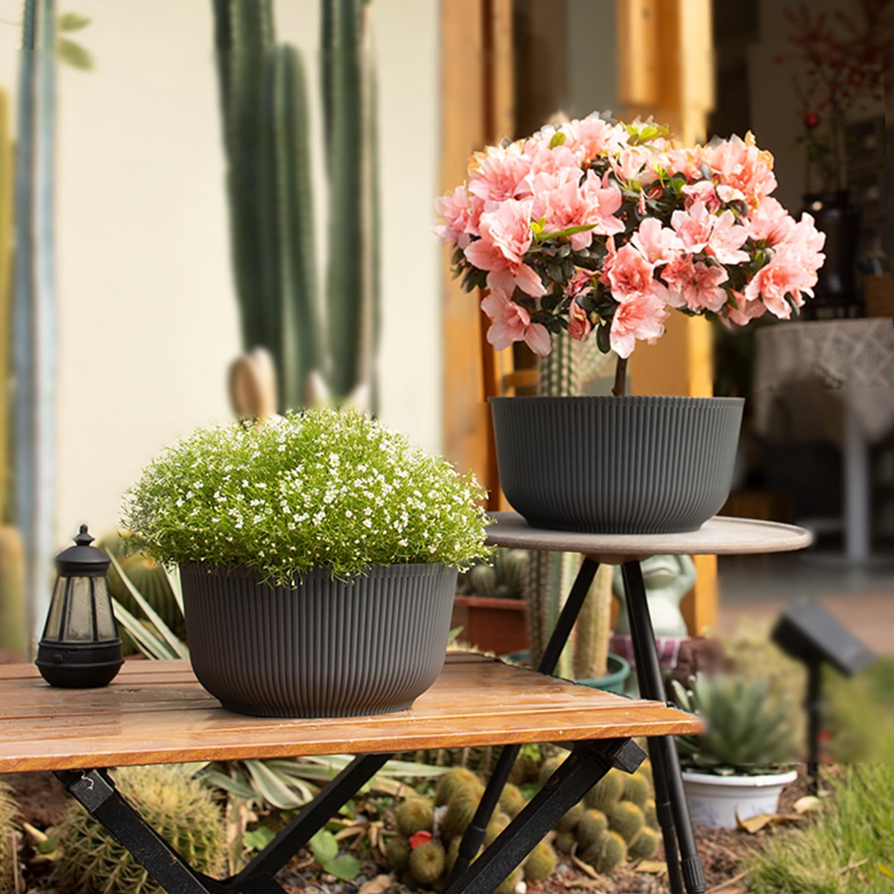 4 Inch Self Watering Plant Pots 6 Pack Small Indoor Planters for African Violets Succulents Durable White Plastic Gardening Containers