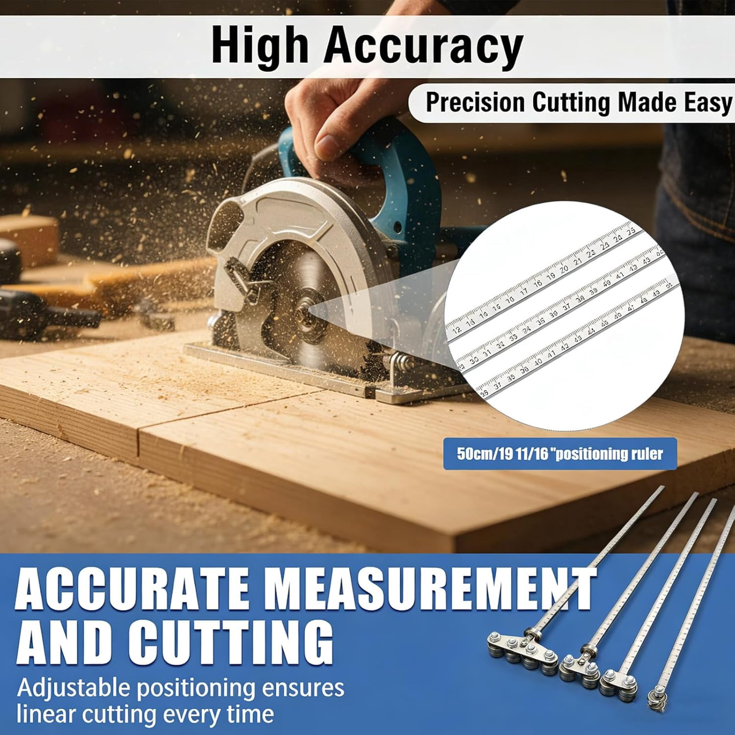 Guia Para Sierra Circular, Circular Saw Cutting Guide, Positioning Calipers for Precise Measurement, Made Of Stainless Steel, With Measuring Scale, for Circular Skill Hand Saw