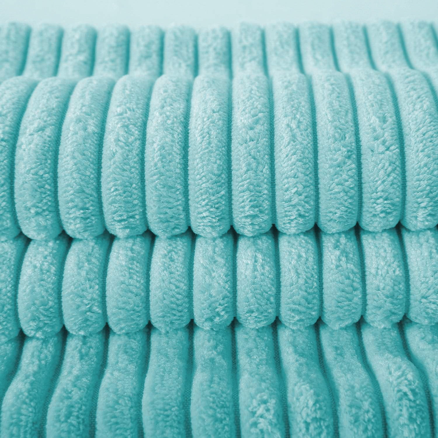 Phantoscope Corduroy Pillow Covers Set of 2, 18x18 Inch Solid Color Square Decorative Throw Pillow Cases for Couch, Plush Velvet & Soft Accent Cushion Covers, Aqua