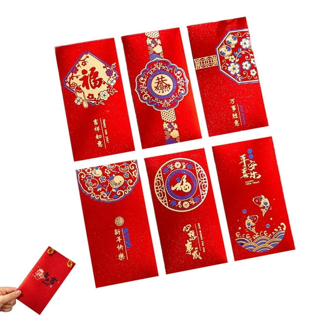6 Pcs Enveloppes Rouges du Nouvel An Chinois 2026, Paquets Angpao Hongbao pour le Nouvel An Lunaire, Enveloppes Cadeaux d'Argent Année du Dragon, Fournitures Festives Traditionnelles