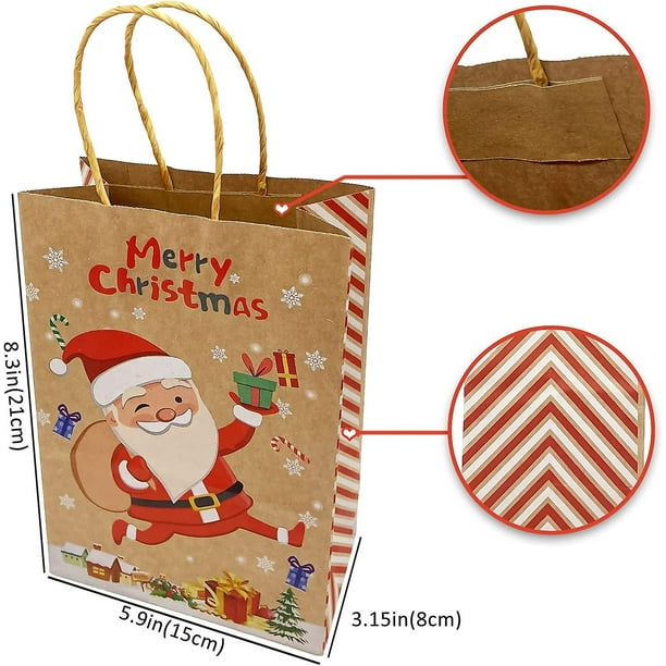 Bolsas de regalo de Navidad Kraft 24 estilos surtidos Bolsas de papel de Navidad con asas Bolsas de regalo de Navidad con estampados navide?os para envolver regalos Navidad P ShuxiuWang 8390605501890