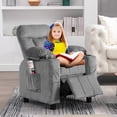 thumbnail image 4 of ICEELF Kids Recliner Chair with Cup Holder, Adjustable Velvet Lounge Chair with Footrest, Side Pockets for Boys Girls Bedroom, Gray, 4 of 8