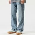 thumbnail image 2 of FYEGRE Regular Fit Jeans Men's Slim Fit Motorcycle Jeans with Stretch Comfort Straight Leg Design for Enhanced Mobility and Durability on Light Blue 36, 2 of 9
