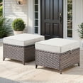 thumbnail image 2 of POCASSY Wicker Outdoor Ottoman, Patio Footstools with All Weather Brown Wicker and Polyester Olefin Cushion, 250lbs Load Capacity for Balcony, Garden, Pool, Brown/Beige, 2 of 6