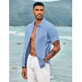 thumbnail image 4 of Coshow Men's Casual Button Down Shirts Short Sleeve Linen Shirts Summer Beach Dress Shirt, 4 of 6