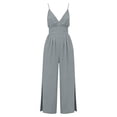 thumbnail image 7 of Jinhomg Jumpsuits for Women Summer Fall Sleeveless V Neck Elegant Wrap Criss Cross Jumpsuits 2026 Y2K One Piece Outfits Gray M, 7 of 7