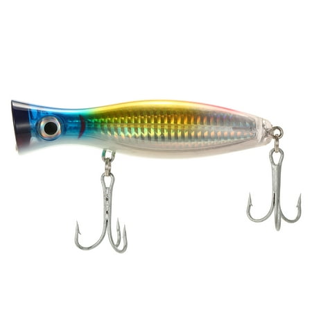 12cm / 45g Large Popper Lure Artificial Seal Lure 3D Eyes Hard Popper Fishing Lure with Hooks and Ring for Saltwater (Best Saltwater Popper Lure)