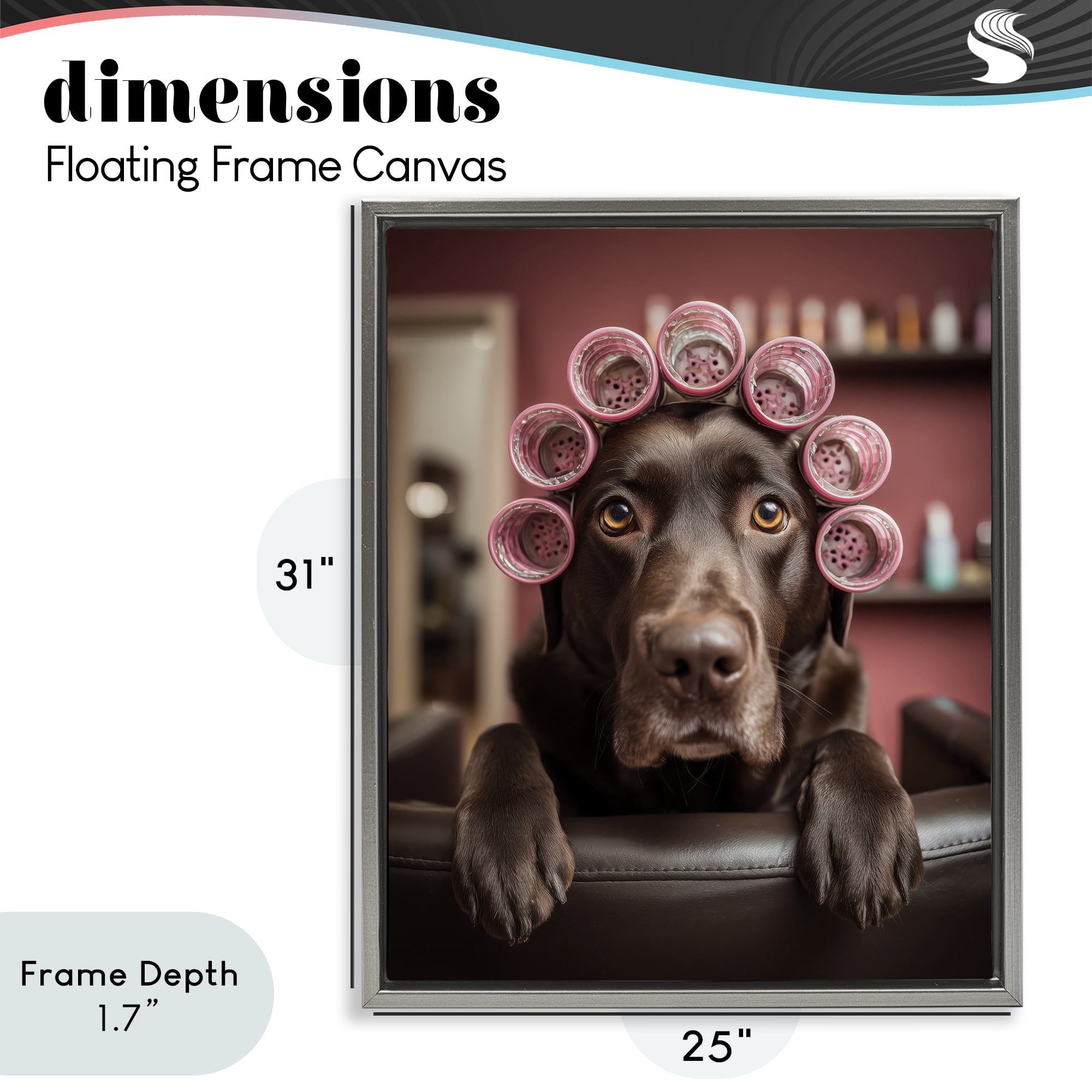 Stupell Industries Dog at Salon with Curlers Gray Framed Floater Canvas Wall Art, design by Scott Stulberg