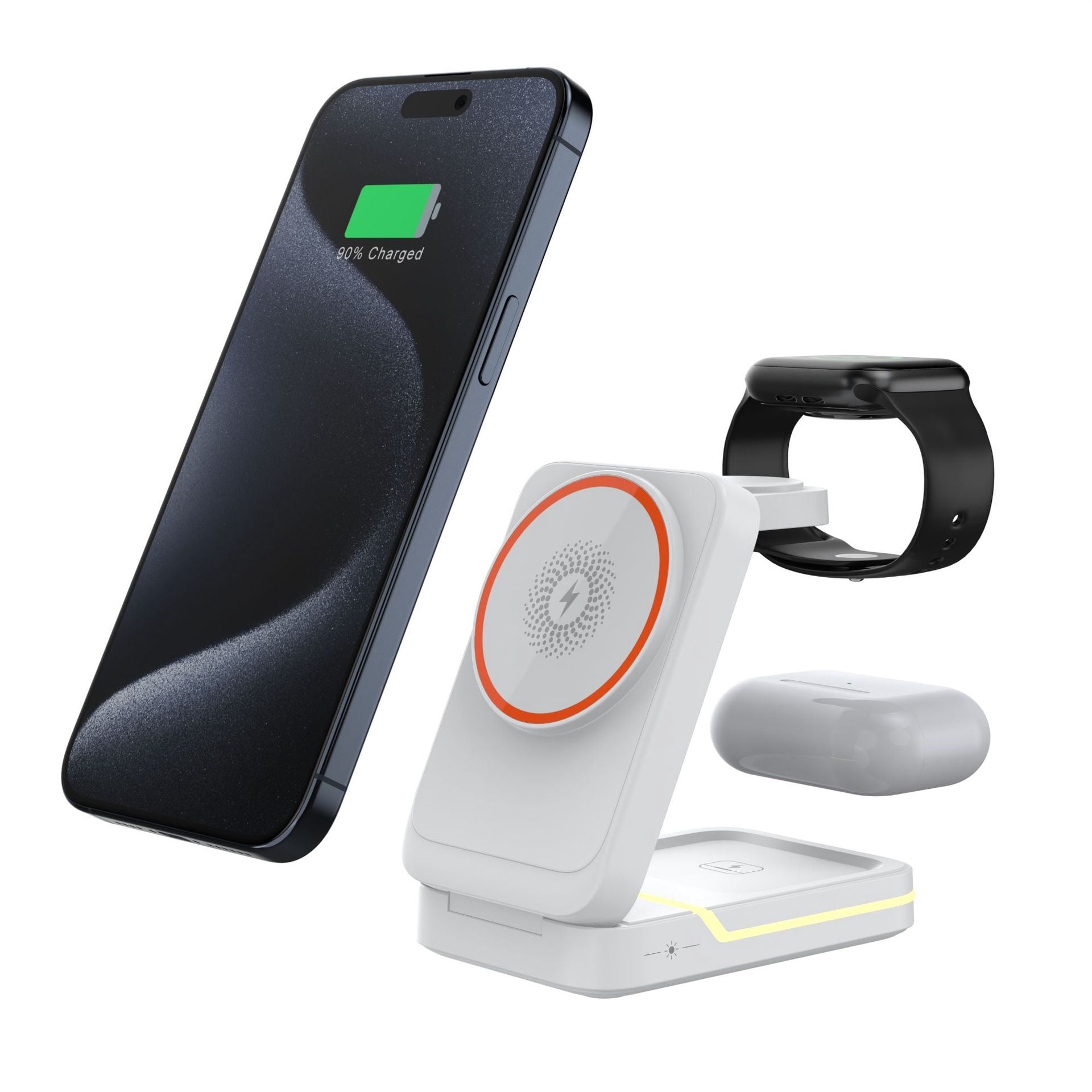 3 in 1 Magnetic Charging Station - 2025 Wireless Charger Compatible for iPhone 16/15/14/13/12 Plus Pro Max, Foldable Portable Charger Dock for iWatch & AirPods