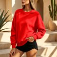 thumbnail image 6 of Zorvxlyn Oversized Sweatshirt for Women Drop Shoulder Long Sleeve Oversized Crewneck Sweatshirt Women Fall Winter Solid Color Pullover for Women Red XXL, 6 of 7