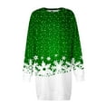 thumbnail image 4 of Fiaer Snowflake Long Sleeve Dress for Women Christmas Sweatshirt Dress Fall Fashion Outfits Xmas Casual Mini Skirts Green XXL, 4 of 5