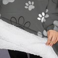 thumbnail image 3 of Oversized Wearable Blanket Hoodie,Grey Dog Paw Footprint Sherpa Blanket Hoodie with Super Pockets,Super Warm Fuzzy Pullover for Women & Men, 3 of 6