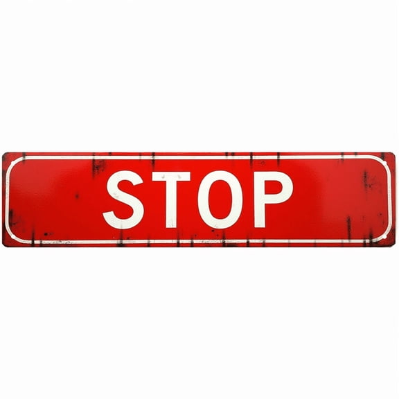 "Stop" Tin Sign - 16x4 Inches Vintage Traffic Decor for Wall, Great for Garage, Bedroom, Man Cave | street signs for bedroom, vintage decor for home, unique wall decor