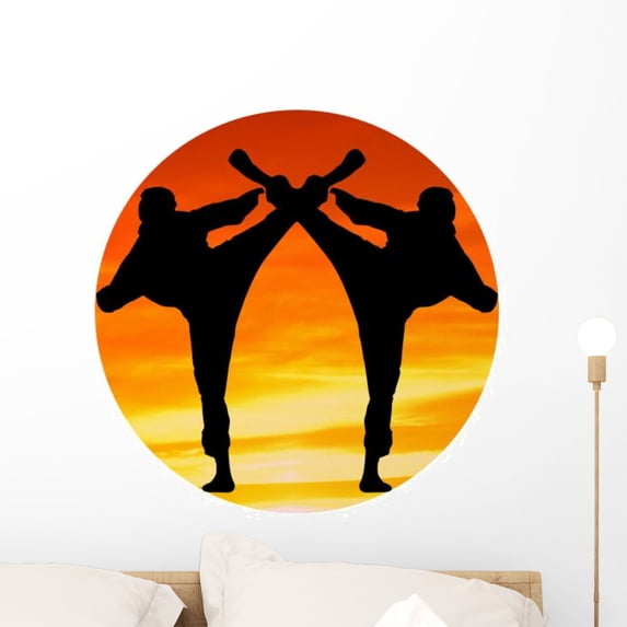 Two Martial Arts Fighter Wall Mural Decal by Wallmonkeys Vinyl Peel and Stick Graphic (24 in W x 14 in H)