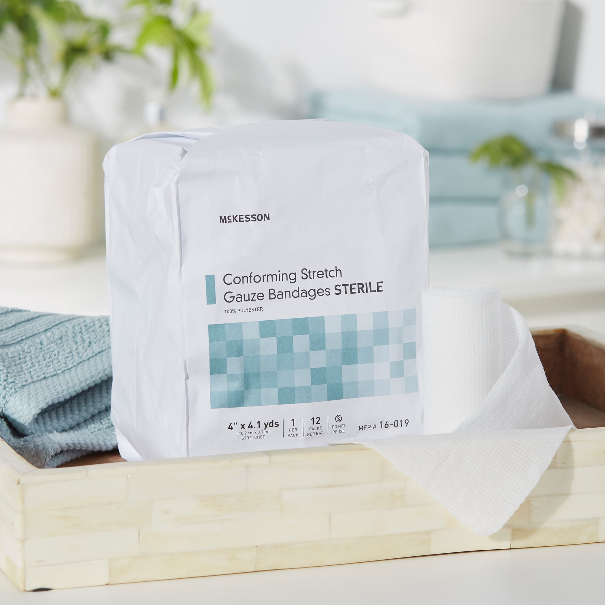 McKesson Conforming Stretch Gauze Bandages, Sterile - 4 in x 4.1 yd, 96 Ct