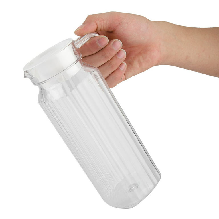 Acrylic Transparent Juice Jug with Airtight Lid (1100ml): Clear Pitcher with Hermetic Sealing, Easy Pour Spout & Handle for Water, Juice, Iced Coffee