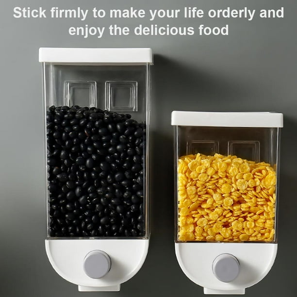 Cateissary Dispensador de cereales para colgar en la pared, contenedor de granos de alimentos secos para cocina, contenedor de almacenamiento de 1500ml