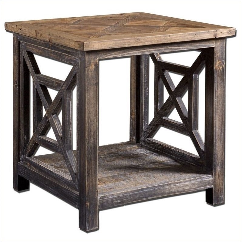 Uttermost Spiro Reclaimed Fir Wood End Table In Brushed Black