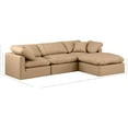 thumbnail image 3 of Meridian Furniture Indulge 94" Vegan Leather L-Shaped Modular Sectional in Tan, 3 of 9