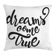 thumbnail image 1 of Dream Throw Pillow Cushion Cover, Inspirational Dreams Come True Lettering on Plain Background Monochrome Design, Decorative Square Accent Pillow Case, 16" X 16", Black and White, by Ambesonne, 1 of 2