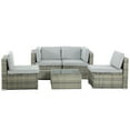 thumbnail image 6 of Dextrus 5 Piece Outdoor Patio Set, Wicker Sectional Sofas Rattan Conversation Set with Cushions, Pillows and Coffee Table, 6 of 6