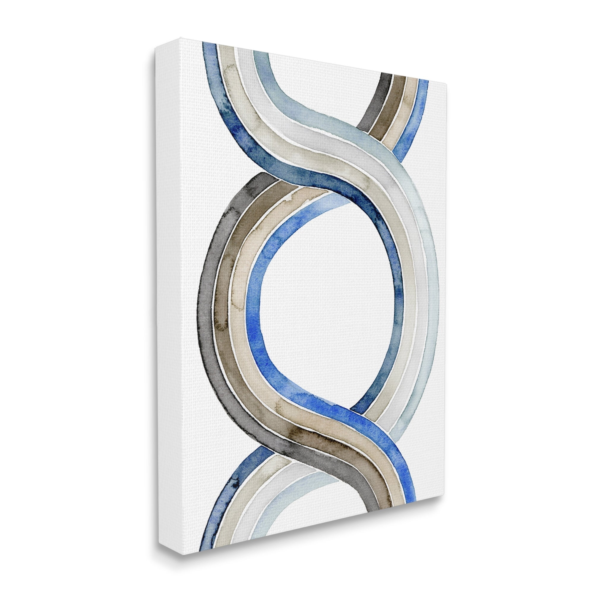 Stupell Industries Abstract Line Braid Blue Brown Pattern Watercolor Painting, 16 x 20,Design by Grace Popp