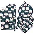 thumbnail image 1 of Oven Mitts and Pot Holders, Kitchen Potholders and Oven Mitts Set Pure Cotton Non Slip Oven Gloves Set for Kitchen Cooking Baking Grilling (Gray and Yellow) Navy Navy, 1 of 7