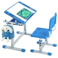 thumbnail image 3 of YRLLENSDAN Adjustable Height Study Table and Chairs for Kids 4-10 Years Old, School Student Desk and Chair Set for Children Homework, Reading Writing Drawing Desk for Kids Ages 4-10, Blue, 3 of 9