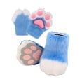 thumbnail image 2 of Pantuflas peludas con forma de pata de animal para cosplay, fiestas, bailes de máscaras Azul, 2 of 8
