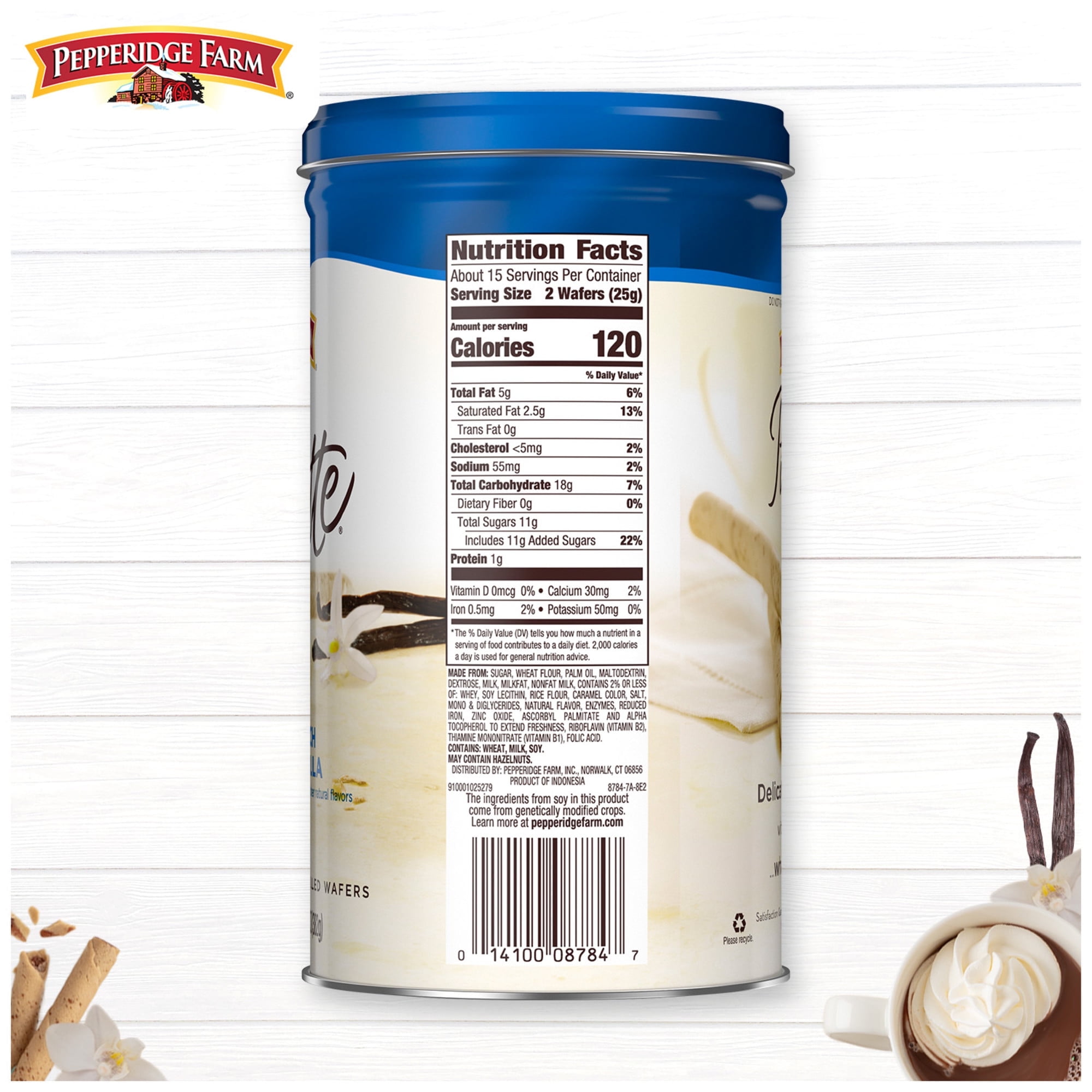 Pepperidge Farm Pirouette Cookies, French Vanilla Crème Filled Wafers, 13.5 oz Tin ( 2 Pack )