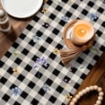 thumbnail image 3 of Easter Table Runner 72 Inches, Spring Rabbits Ears Feet Wildflowers Black Plaid Bed Runner Dresser Scarves Tabletop for Indoor Outdoor Parties/Ceremony/Banquet, 14" x 72", 3 of 8