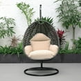 thumbnail image 4 of LeisureMod Charcoal Wicker Indoor Outdoor Bedroom Patio Hanging Egg Swing Chair with Stand and Cushion Beige, 4 of 10