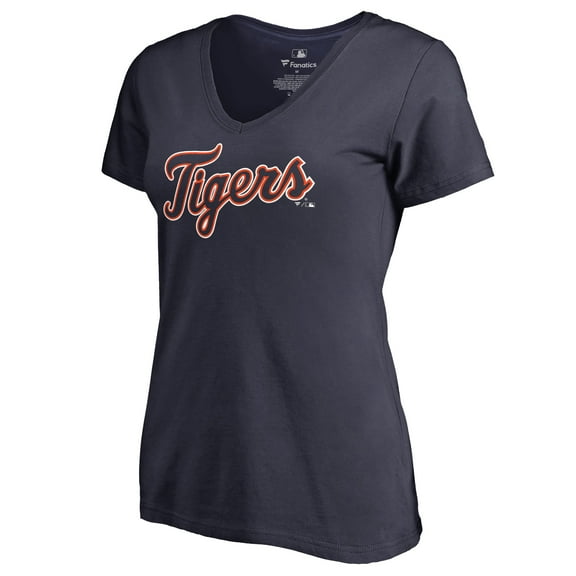 Women's Navy Detroit Tigers Team Wordmark T-Shirt