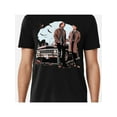 thumbnail image 1 of Retro Wind SUPERNATURAL Short-sleeved T-shirt: Two Men Standing Next to An Old Car, Talking to Observe The Expression Really, Dark Jacket Light Clothes, Flying Birds Background, Half-tone Show Ancie, 1 of 5