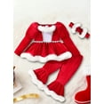 thumbnail image 5 of Gzhioc Toddler Baby Girl Christmas Fall Outfit 6 12 18 24 Months 2T 3T 4T Long Sleeve Square Neck Plush Trim Tops with Elastic Waist Flare Pants Headband, 5 of 9