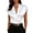 White, variant on Women's Satin Wrap V-Neck Blouse, Elegant Short Sleeve Silk-Feel Top, Professional Office Crossover Shirt, Sexy Party Night Out Gown