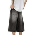 thumbnail image 5 of Men's Hip Hop Oversized Loose Solid Color Jeans - Cropped Pants for Fashion, 5 of 5