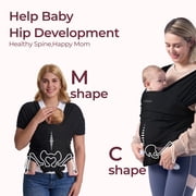 Momcozy Baby Wrap Carrier, Adjustable Baby Carriers for Newborn to Toddler 7–44 lb (about 0–36 months), Black