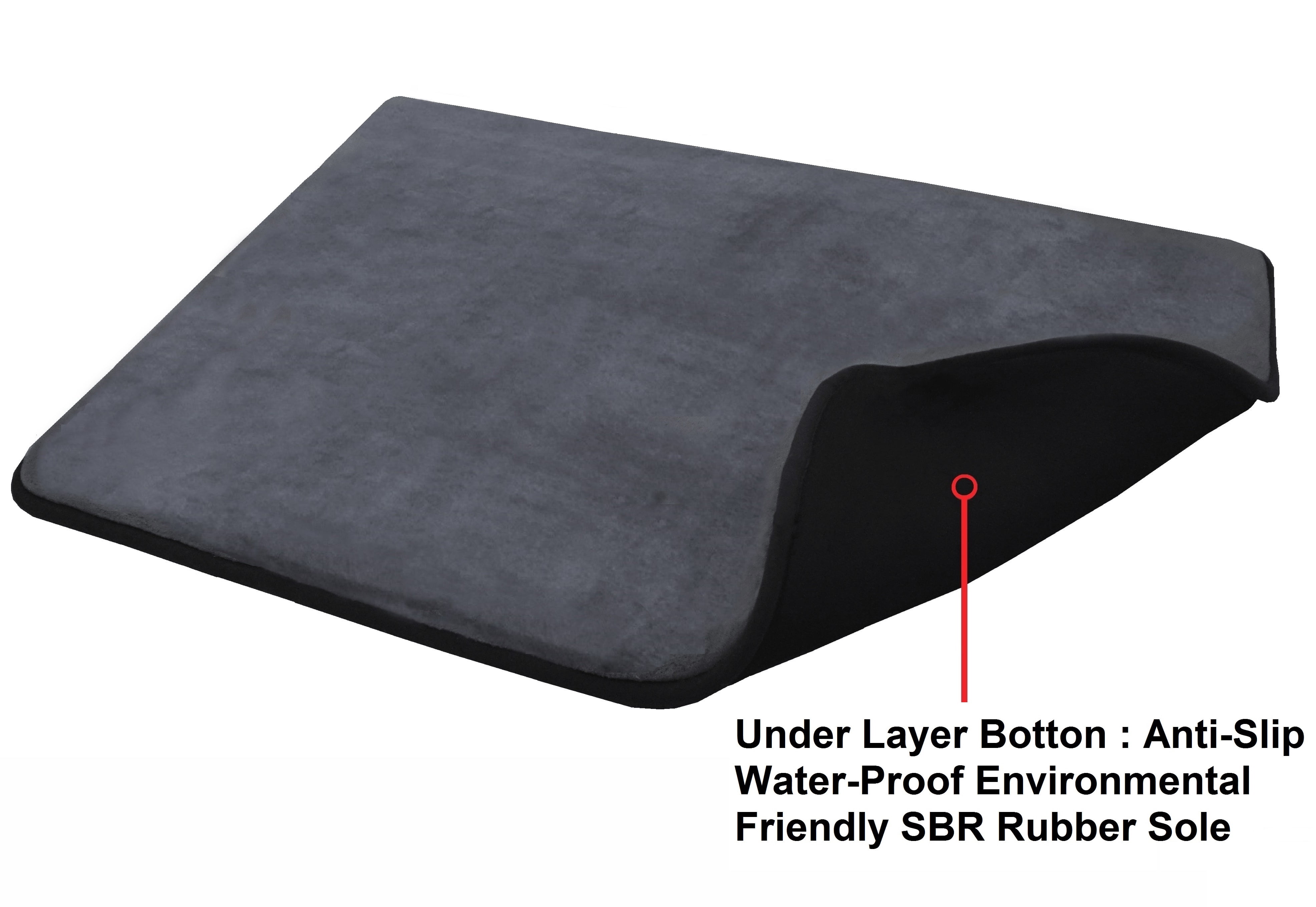 48"x30"x1.1" Memory Foam Coral Fleece Gray Mat Bed with Waterproof Anti Slip Bottom for Dogs