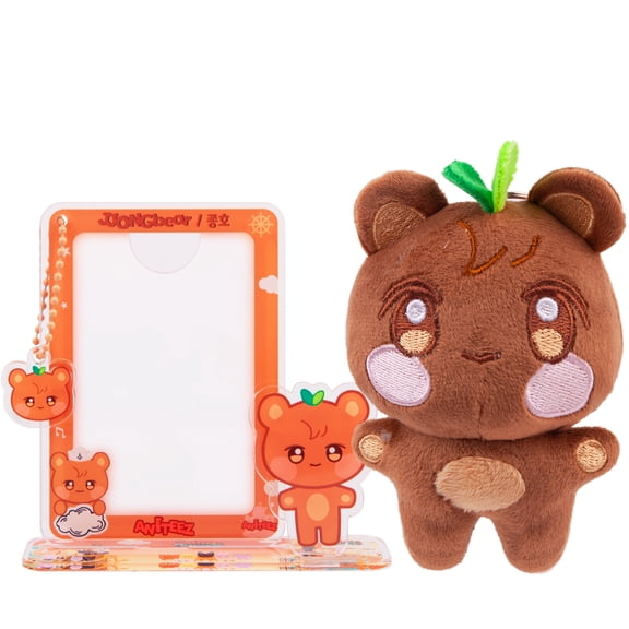 ATEEZ ANiTEEZ Collection Plush Keychain & Acrylic Stand Card Holder Set - Fits 3in Photocards (Member Assortment)