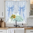 thumbnail image 6 of Cute Bow Swag Valances for Windows, Kitchen Window Curtains Over Sink, Blue Bowknot Minimalist Solid Color Window Treatment Curtains for Living Room/Bedroom Curtains 2 Panel Sets 36"x45", 6 of 8