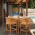 thumbnail image 5 of 5 Piece Teak Wood Peanut Outdoor Patio Bistro Bar Set with 4 Bar Chairs and 35" Bar Table, 5 of 5