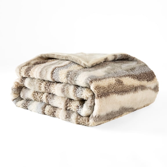 Videri Home 50"× 60" Throw Blanket, Multi-Color Striped Soft Durable Fluffy Faux Fur Bed Blankets