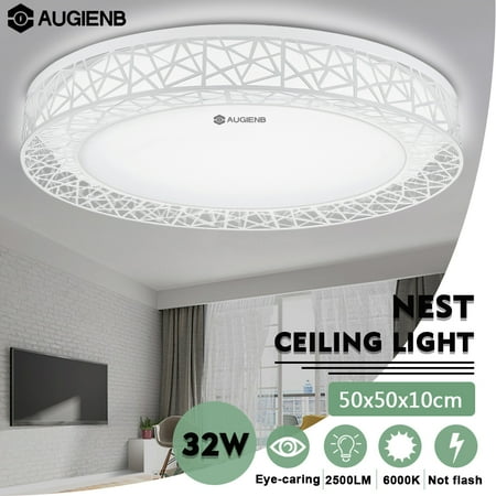 AUGIENB Nest Large LED Ceiling Light, Flush Mount Down Fixture Pendant Lamps with Eye Protection for Home Bedroom Living room Kitchen,White 2500LM 32W