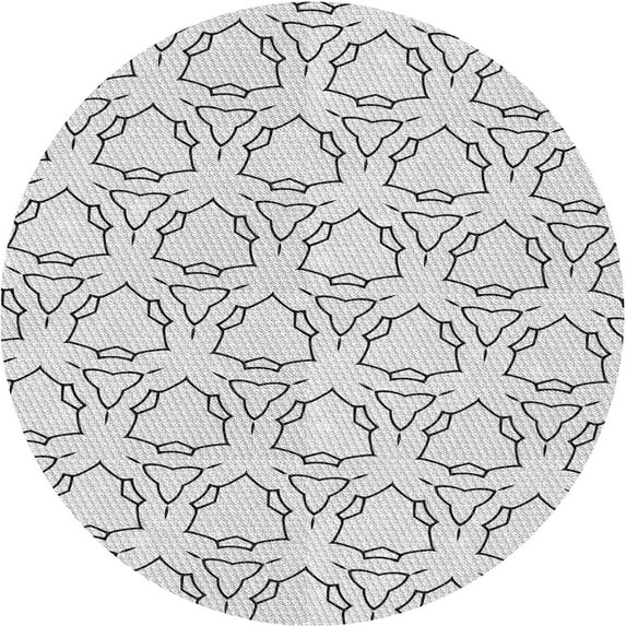 Ahgly Company Machine Washable Indoor Round Transitional Platinum Gray Area Rugs, 4' Round